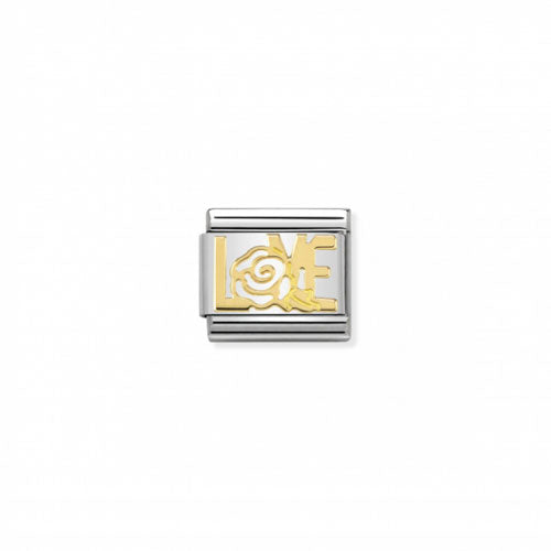 Nomination Symbol Love charm in rose gold with heart and love motif, jewelry charm for bracelets and necklaces.