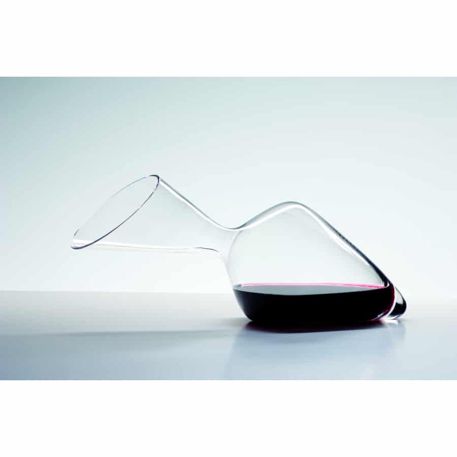Riedel Tyrol decanter with elegant glass design for wine aeration and serving, featuring a wide base and tapered spout.