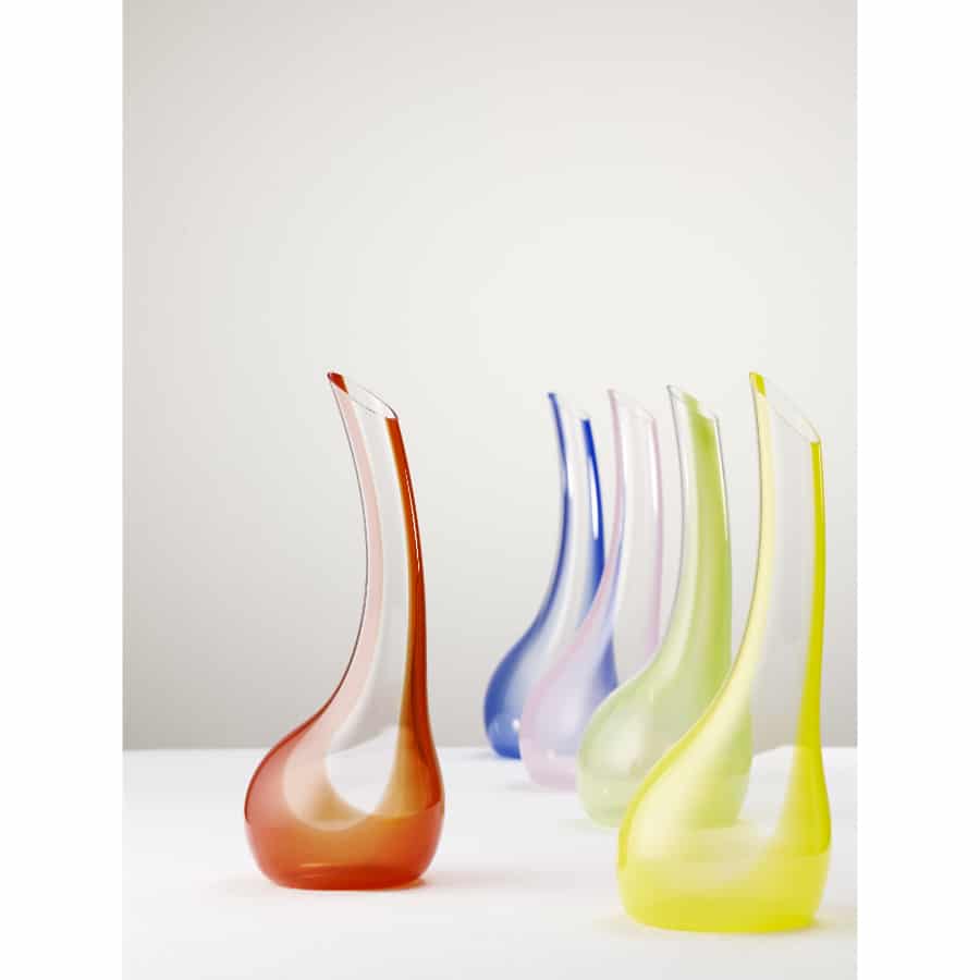 Riedel Cornetto Confetti Red decanter with colorful confetti design and elegant glass shape for wine serving.