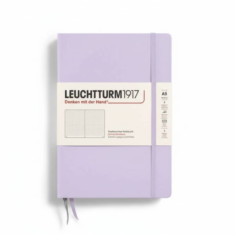 Leuchtturm1917 medium hardcover dotted notebook with 251 numbered pages, ideal for journaling and note-taking.