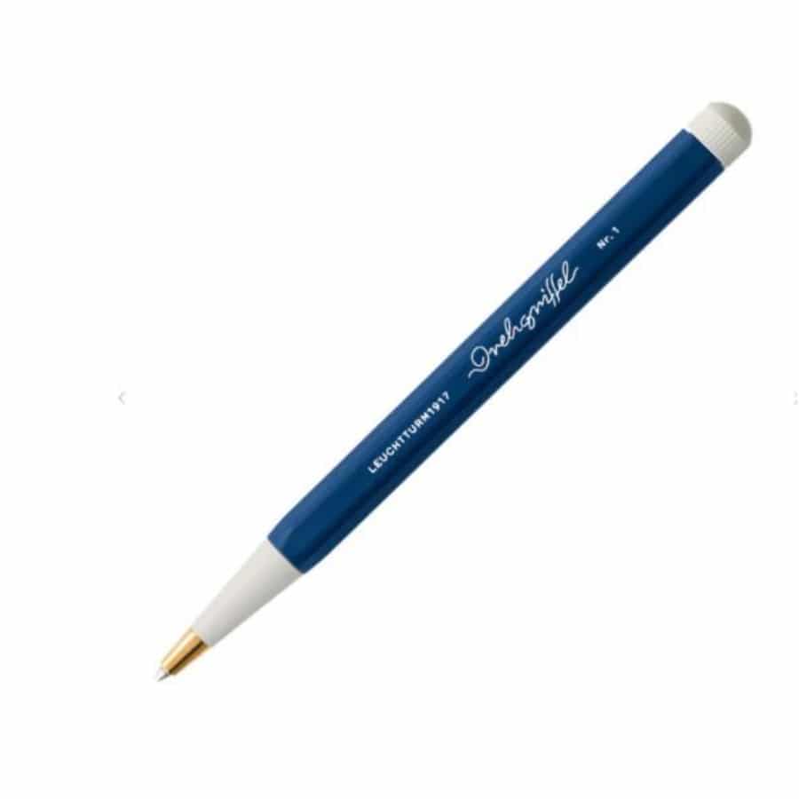 Leuchtturm1917 ballpoint pen with royal blue ink, sleek design, and numbered Nr. 1 for smooth writing and official use.