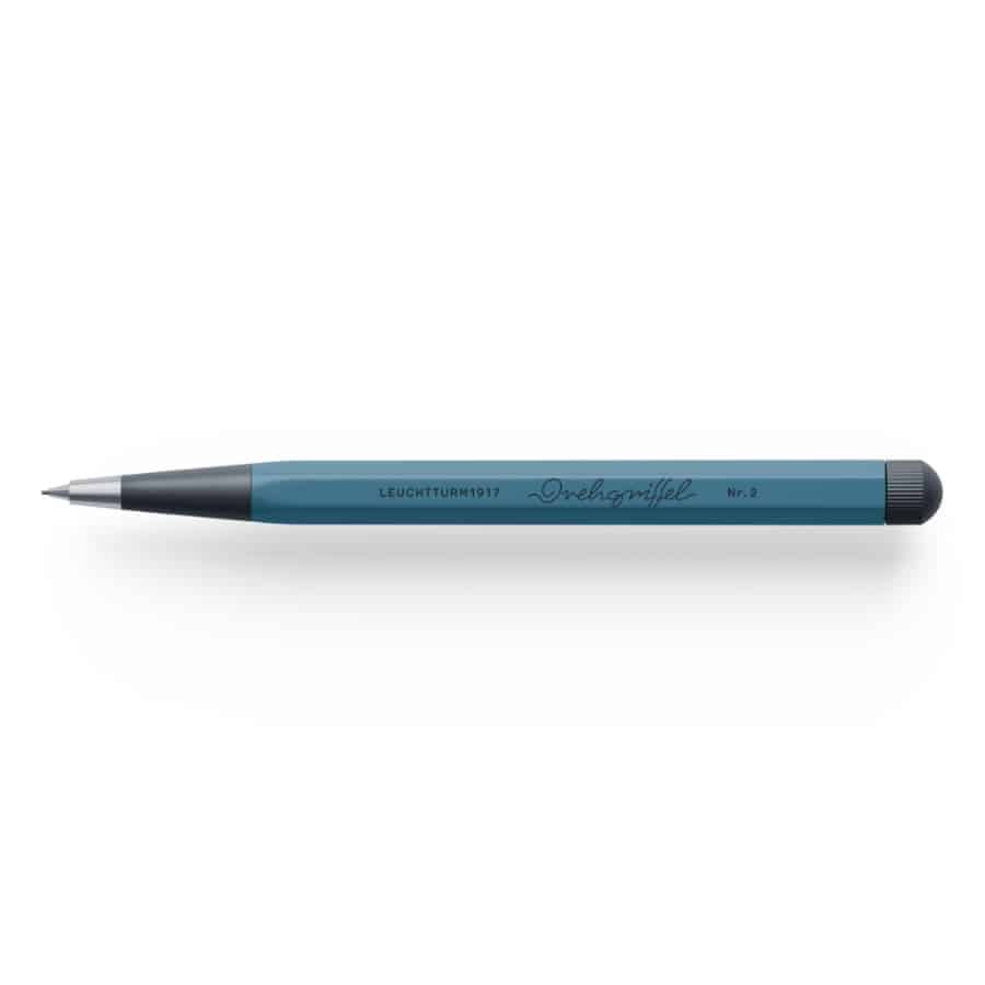Leuchtturm1917 mechanical pencil with Nr. 2 lead, sleek black design, and metallic clip for writing and drawing.