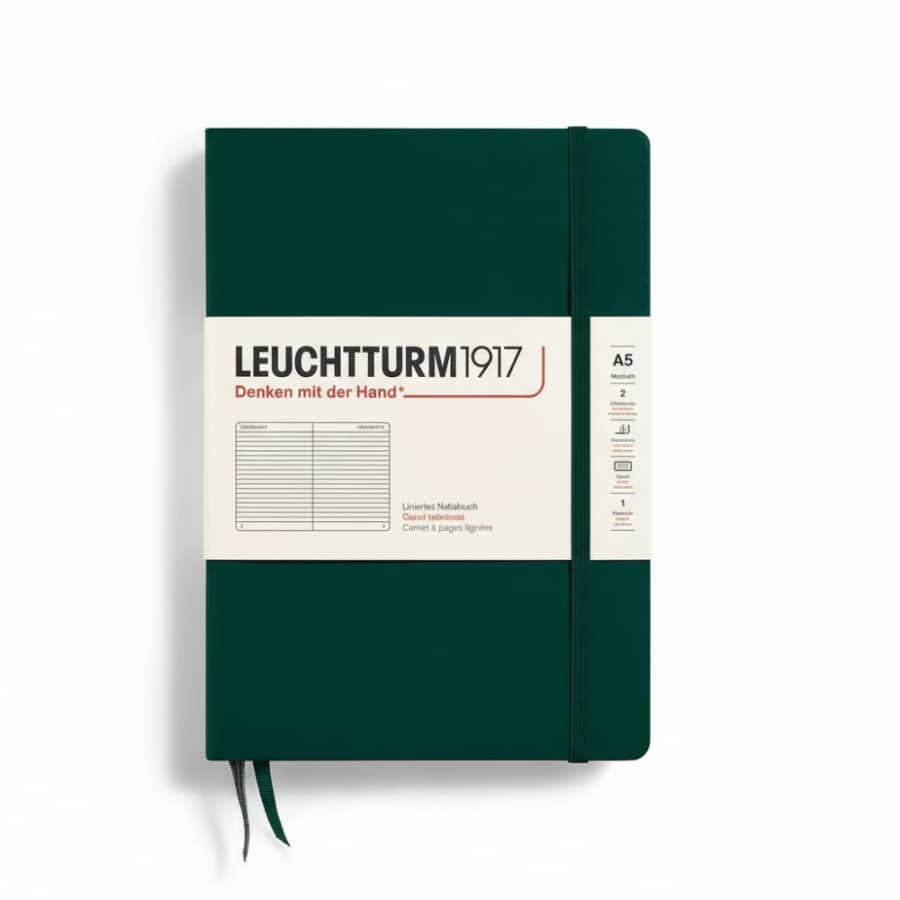 Leuchtturm1917 medium hardcover ruled notebook with 251 numbered pages, perfect for writing and note-taking.