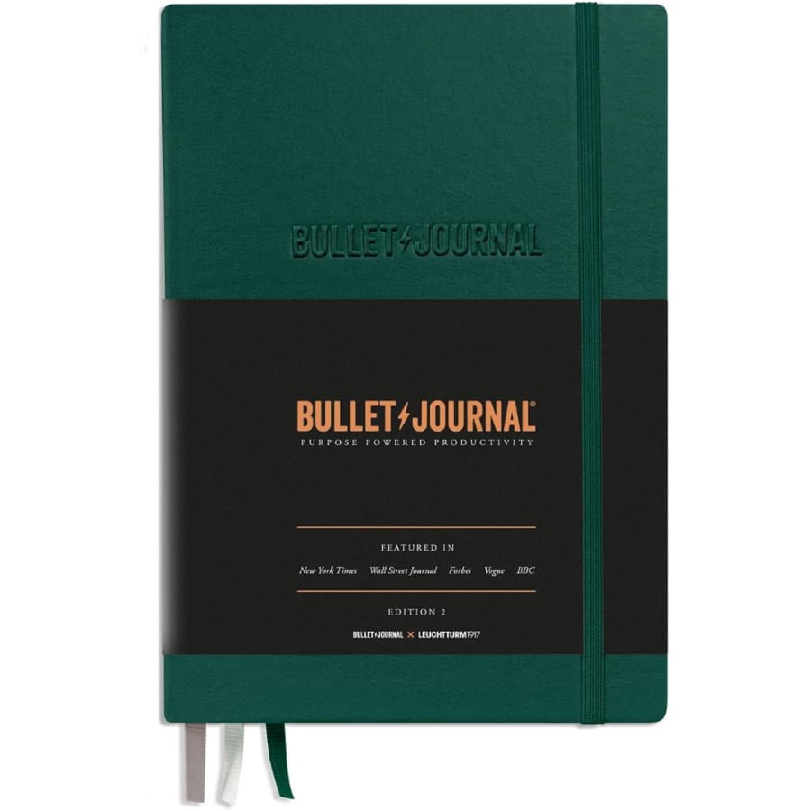 Leuchtturm1917 Bullet Journal Edition 2 medium hardcover with dotted pages and numbered sheets in A5 size.