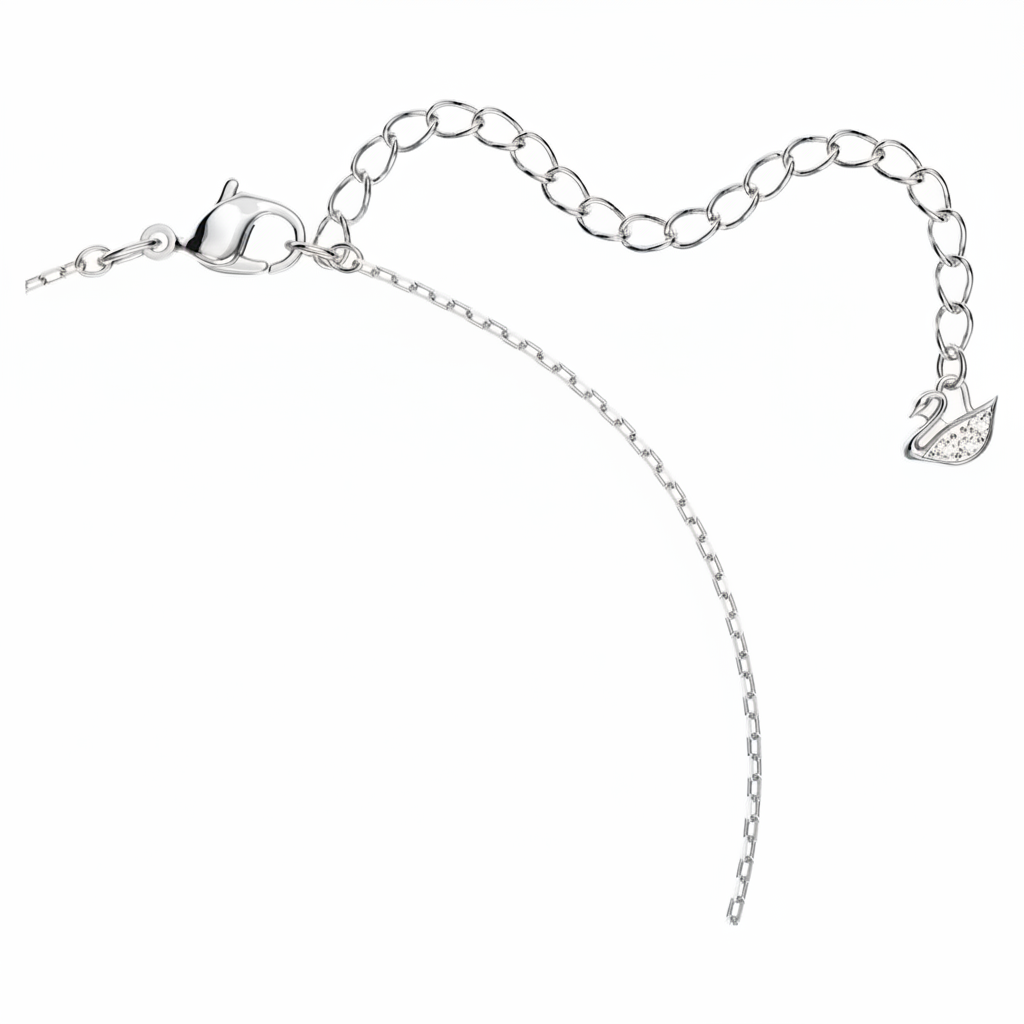 Swarovski Swan necklace featuring a white dancing swan pendant with rhodium plating, elegant jewelry accessory.