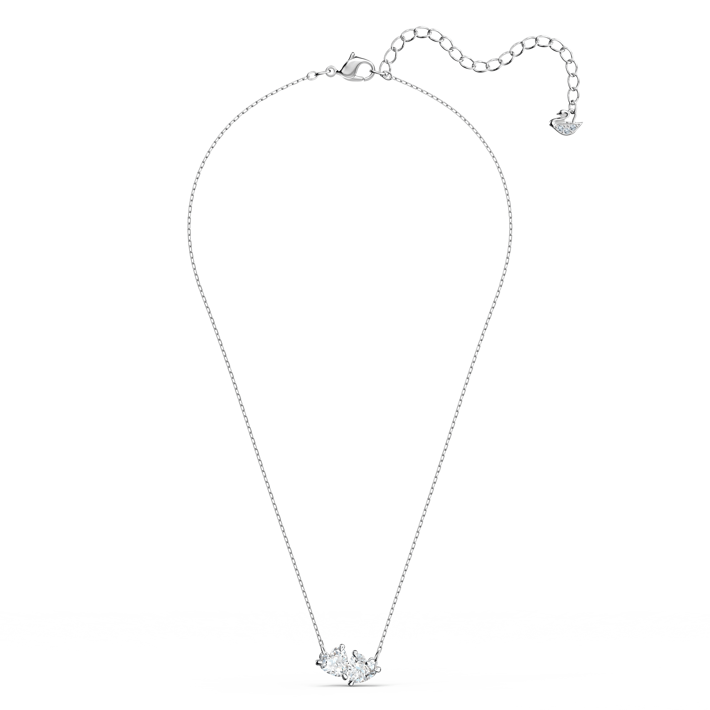 Swarovski Mesmera Heart necklace with white crystals and rhodium plating, featuring a delicate heart pendant on a fine chain.