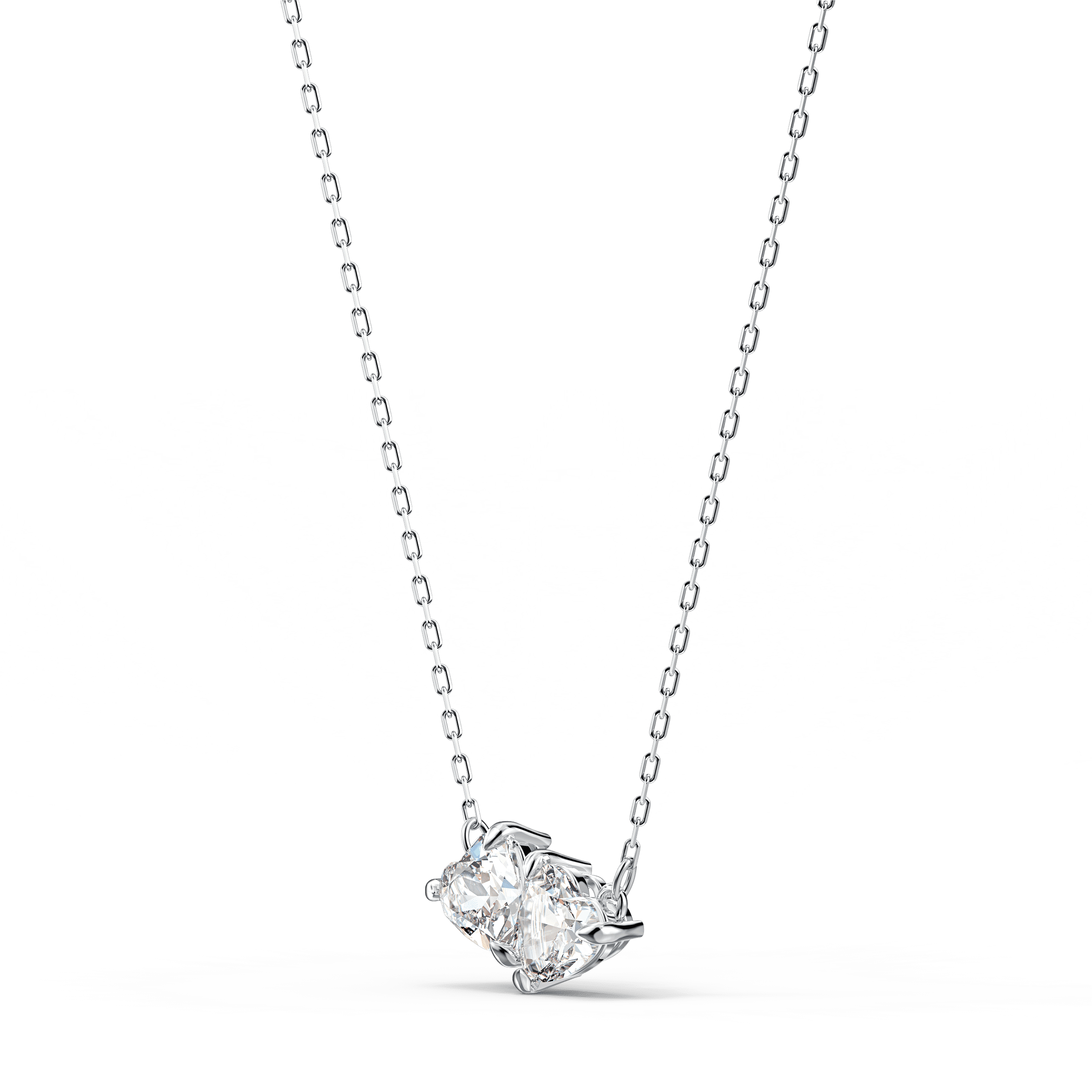 Swarovski Mesmera Heart necklace in white with rhodium plating, featuring a sparkling crystal heart pendant on a delicate chain