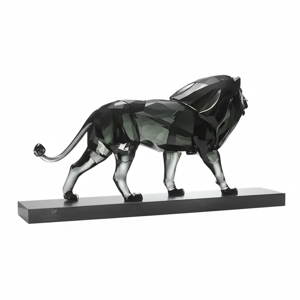 Swarovski The Lion figurine with sparkling crystal details, showcasing a majestic lion in a detailed, elegant design.