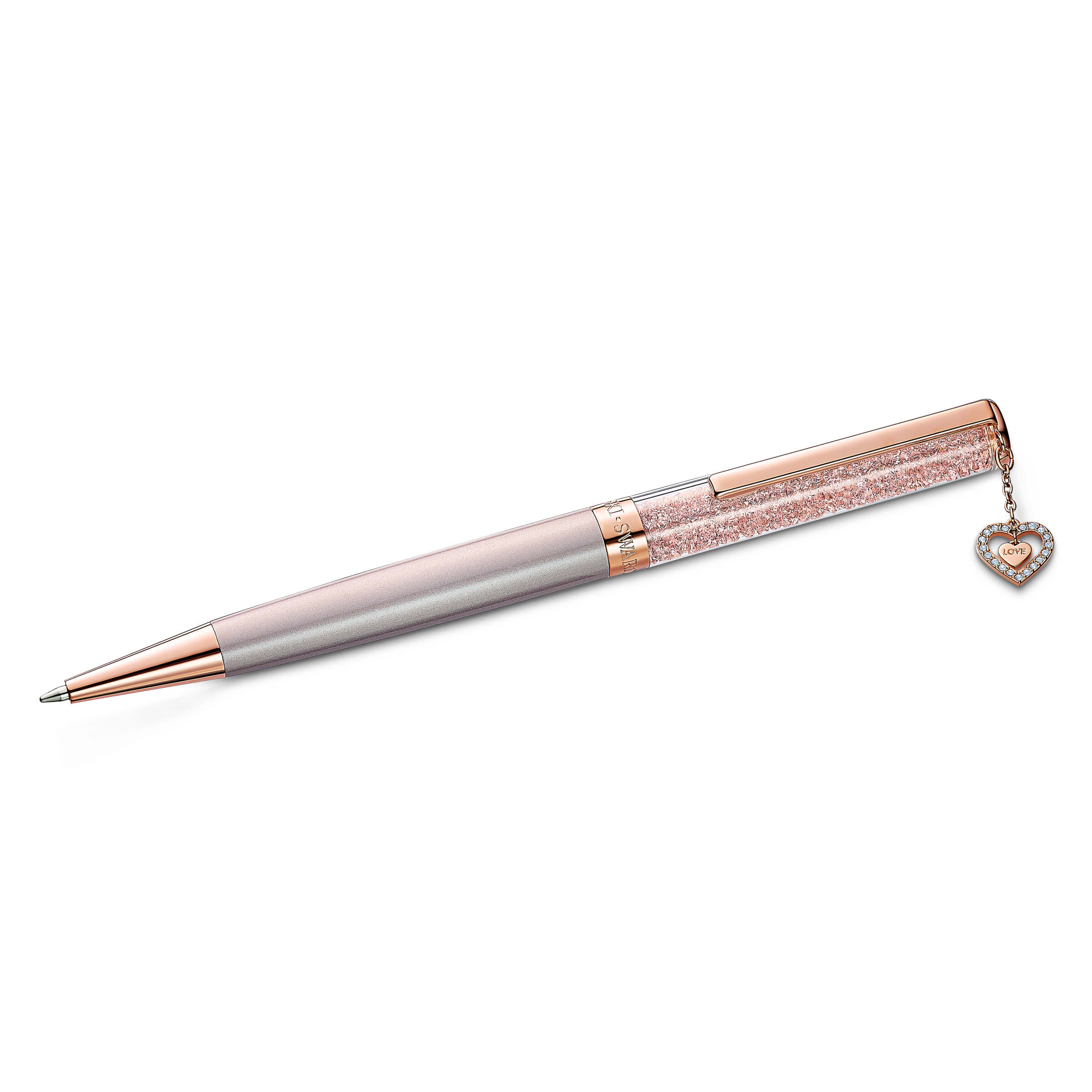 Swarovski crystalline pink ballpoint pen with rose-gold tone plating, featuring a sleek, elegant design and sparkling accents.