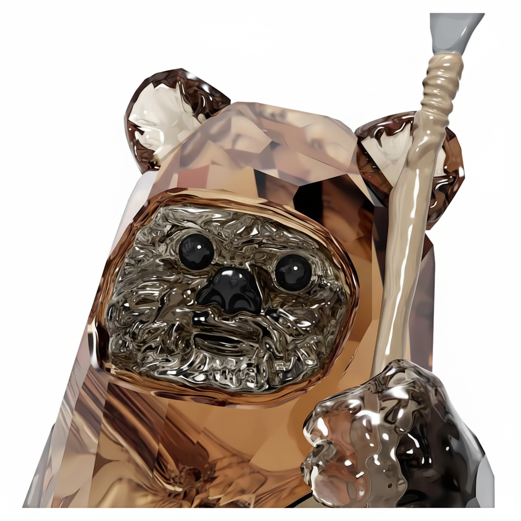 Swarovski Star Wars Ewok Wicket figurine sparkling crystal collectible with detailed craftsmanship and star-themed design.