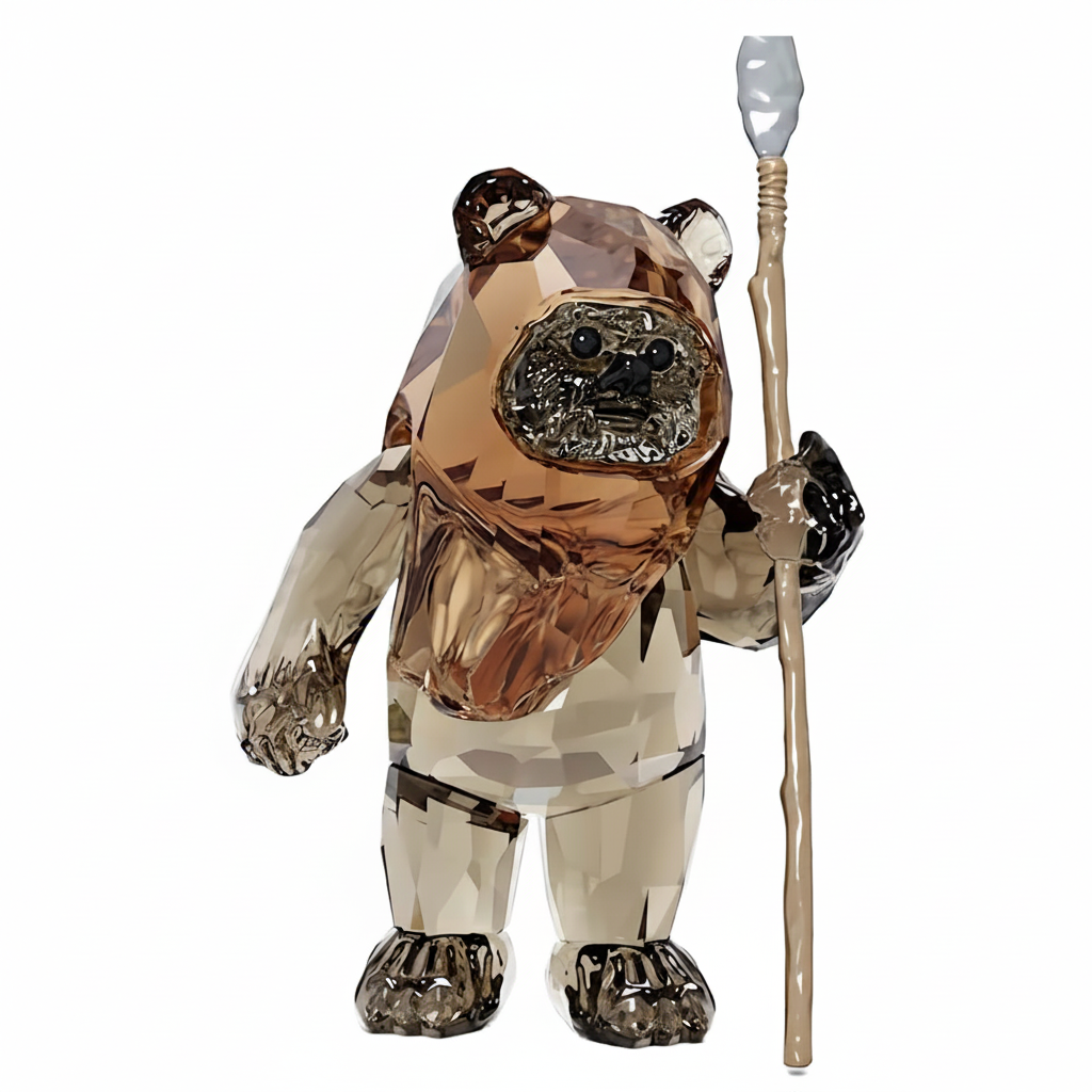 Swarovski Star Wars Ewok Wicket crystal figurine with detailed craftsmanship and sparkling finish, depicting the iconic Ewok character.