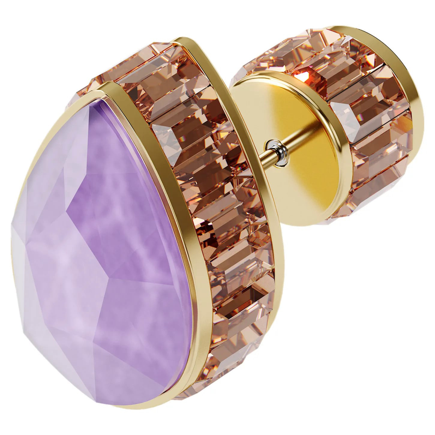Swarovski Orbita single stud earring with multicolored crystals and gold-tone plating, showcasing sparkling gemstone detail.