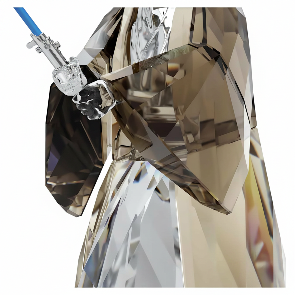 Swarovski Star Wars Obi-Wan Kenobi crystal figurine with detailed craftsmanship and sparkling finish, representing the iconic Jedi master.