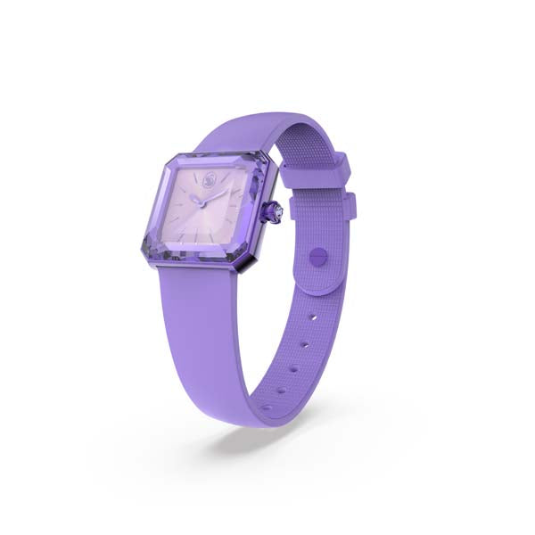 Purple silicone strap for Swarovski watch, flexible and comfortable, designed to fit Swarovski timepieces.