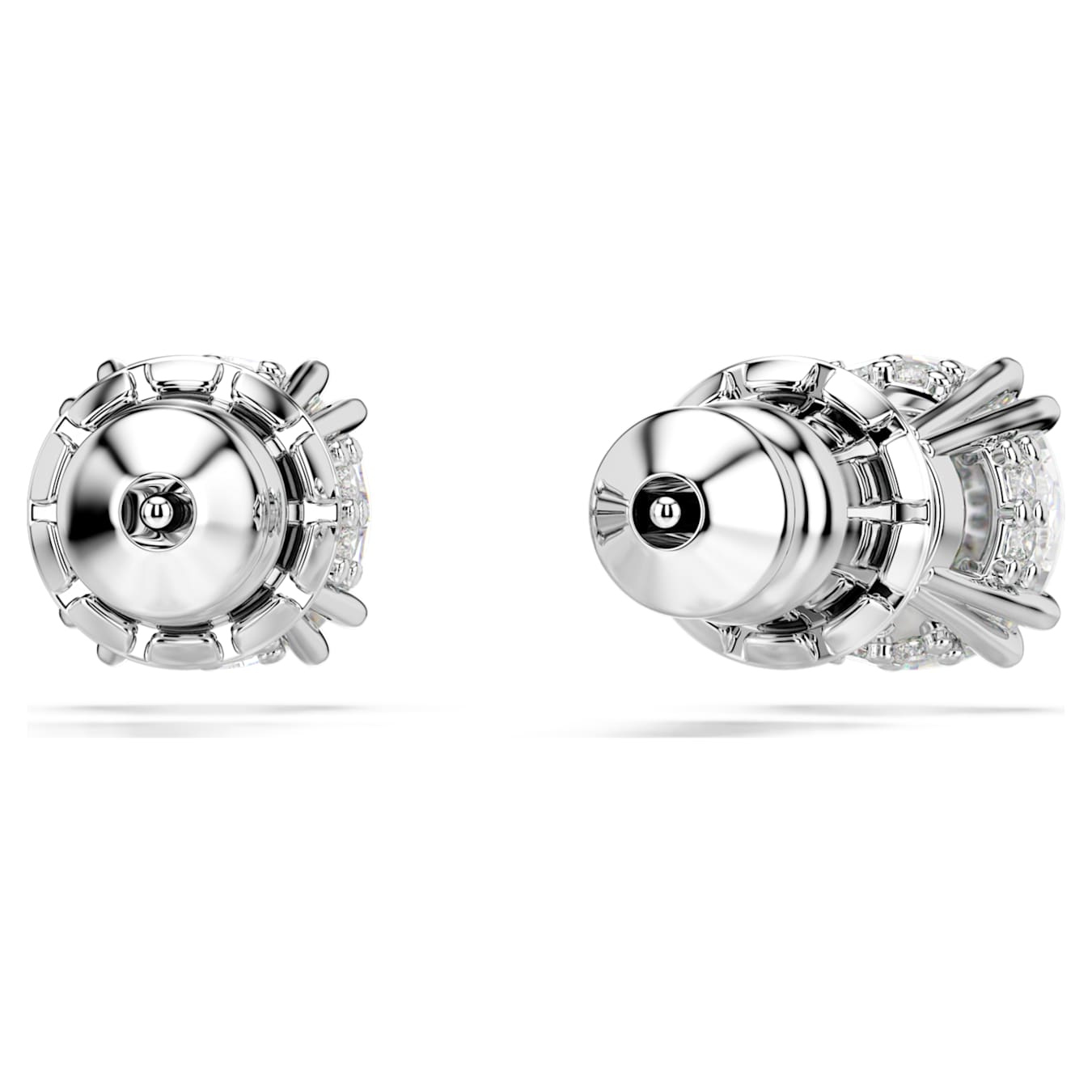 Swarovski Constella stud earrings with round cut crystals and silver-tone setting, elegant jewelry for everyday wear.