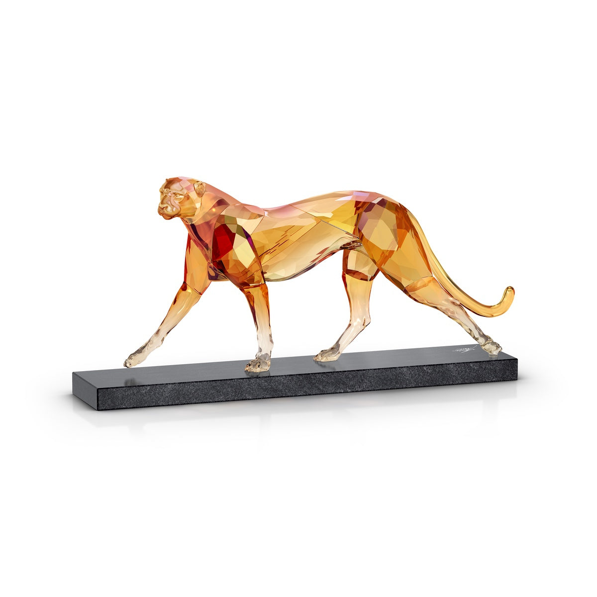 Swarovski Limited Edition The Cheetah crystal figurine with detailed yellow and black crystal spots and elegant pose.