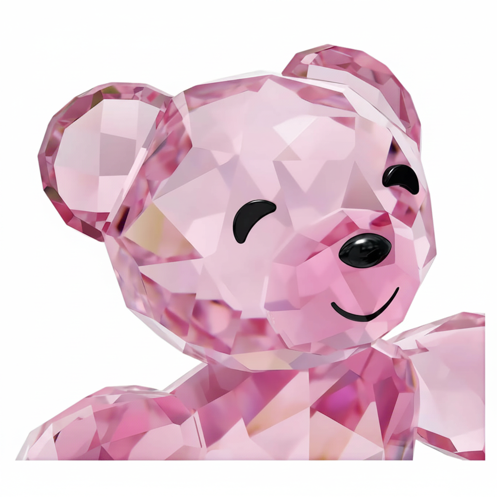 Swarovski Kris Bear birthday bears figurine with colorful balloons, crystal-decorated, celebrating a special occasion.
