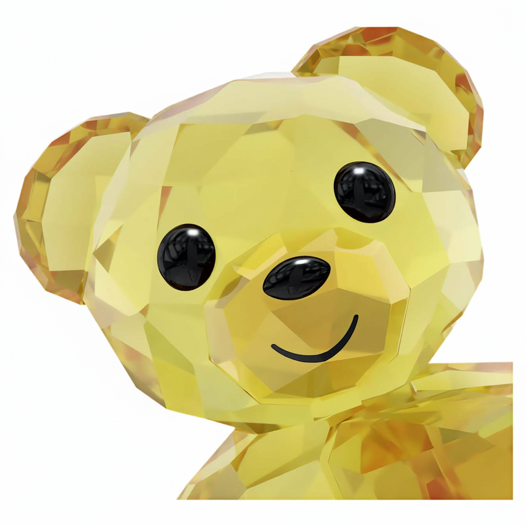 Swarovski Kris Bear figurine ready to disco, featuring sparkling crystal details and a playful pose.