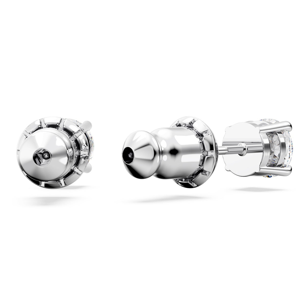Swarovski Matrix Tennis Set featuring round-cut white crystals and rhodium-plated metal for elegant jewelry design