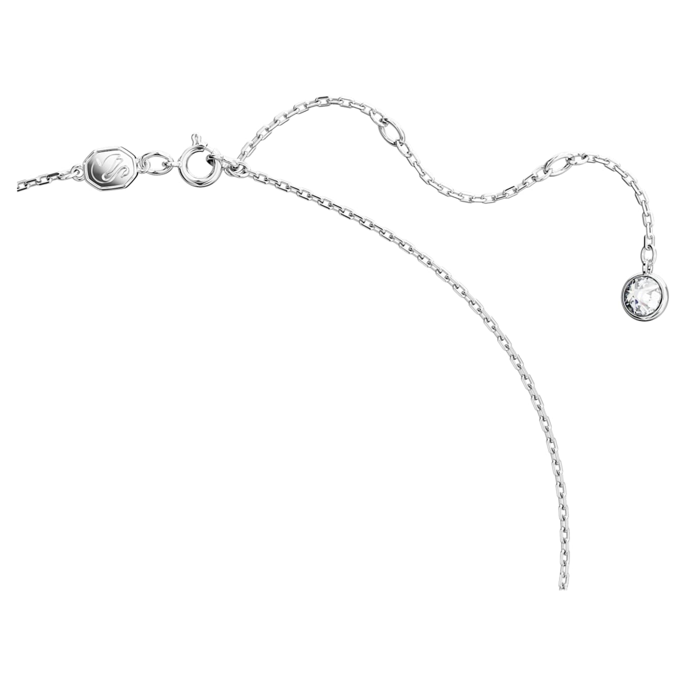 Swarovski Medium Swan pendant in white with rhodium plating, showcasing a detailed, elegant Swarovski jewelry piece.
