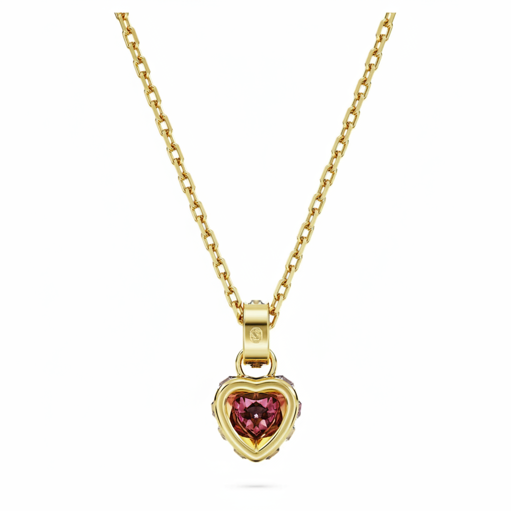 Swarovski Chroma Heart pendant in red with gold-tone plating, featuring a sparkling crystal heart design.