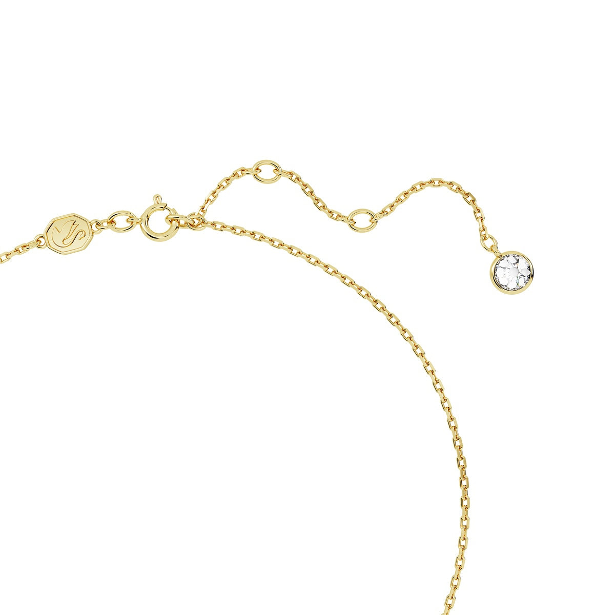 Swarovski Chroma pendant with pear-shaped green crystal and gold-tone plated setting, showcasing elegant jewelry design.