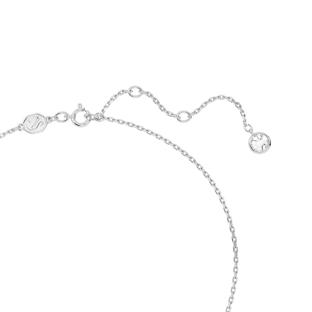 Swarovski Chroma pendant with triangle cut gray crystal, rhodium plated jewelry piece with elegant geometric design