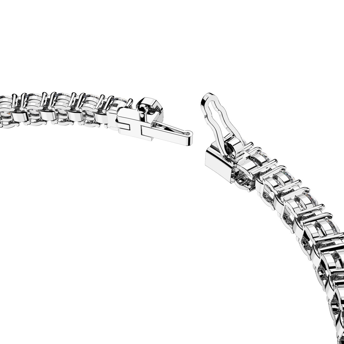 Swarovski Matrix tennis bracelet with round cut white crystals and rhodium plating, elegant jewelry accessory.