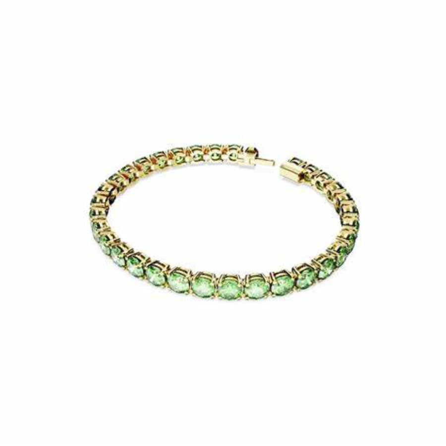 Swarovski Matrix Tennis Bracelet featuring round cut sparkling crystals on a sleek silver-tone band.