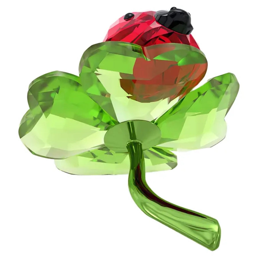 Swarovski Idyllia Ladybug and Clover figurine with sparkling crystal details and intricate design.
