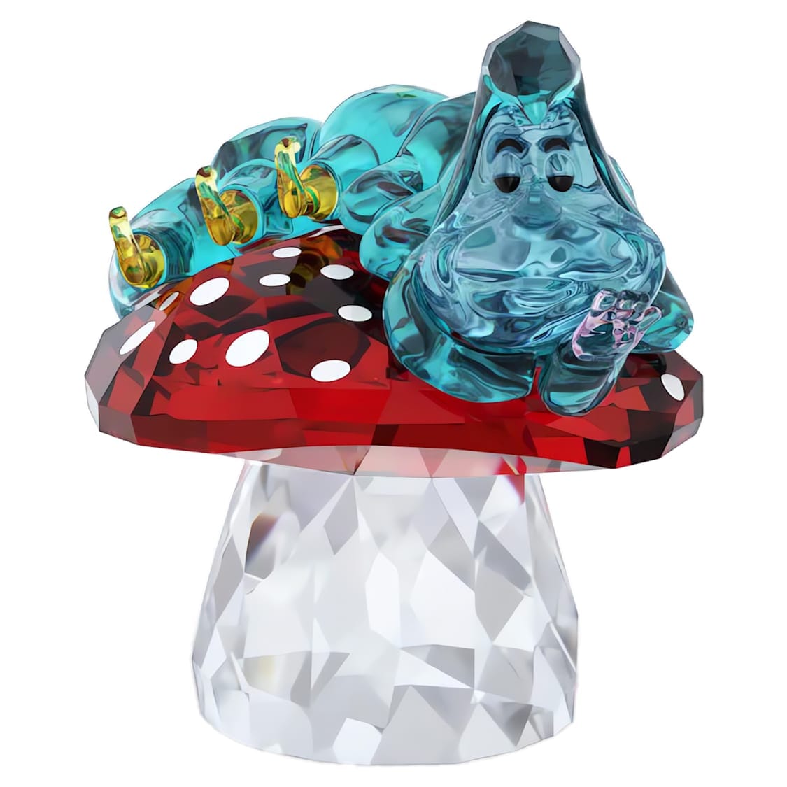 Swarovski Alice in Wonderland Caterpillar figurine with multicolored crystal details and intricate craftsmanship.