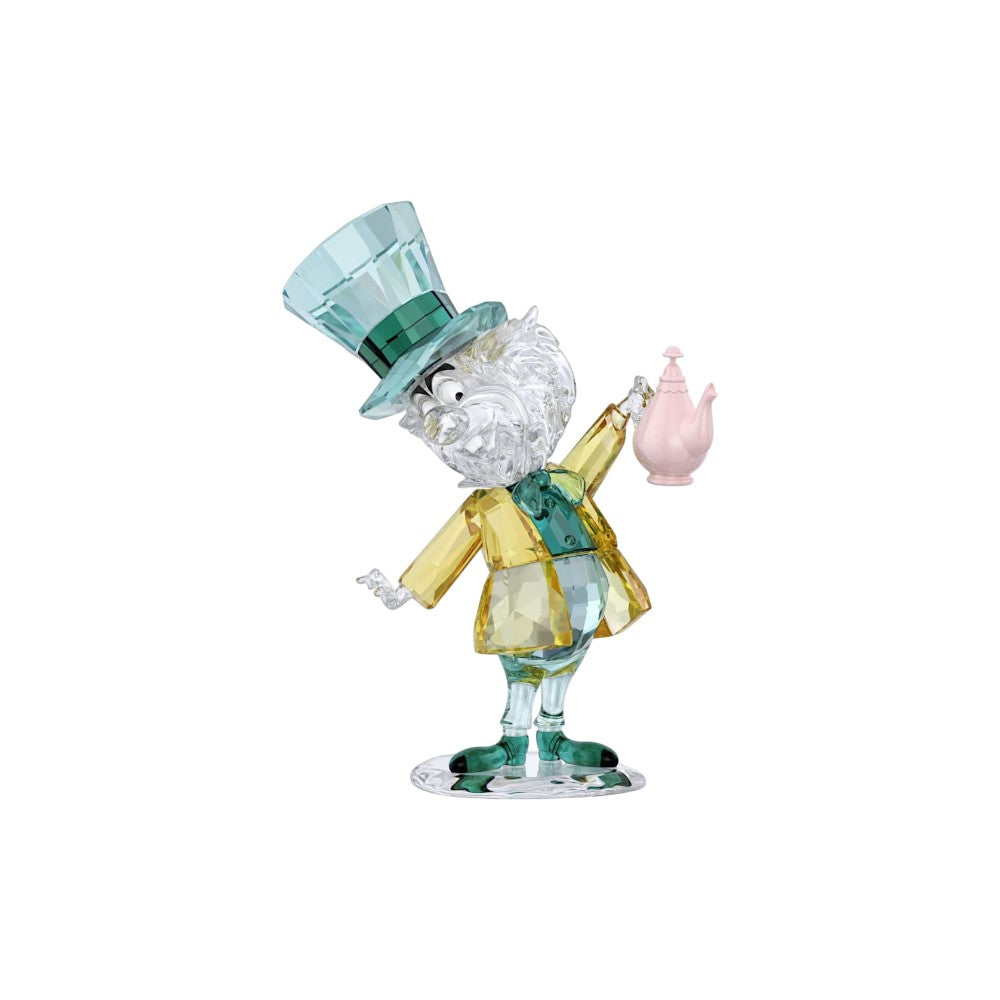 Swarovski Alice in Wonderland Mad Hatter figurine with intricate crystal detailing and whimsical design.