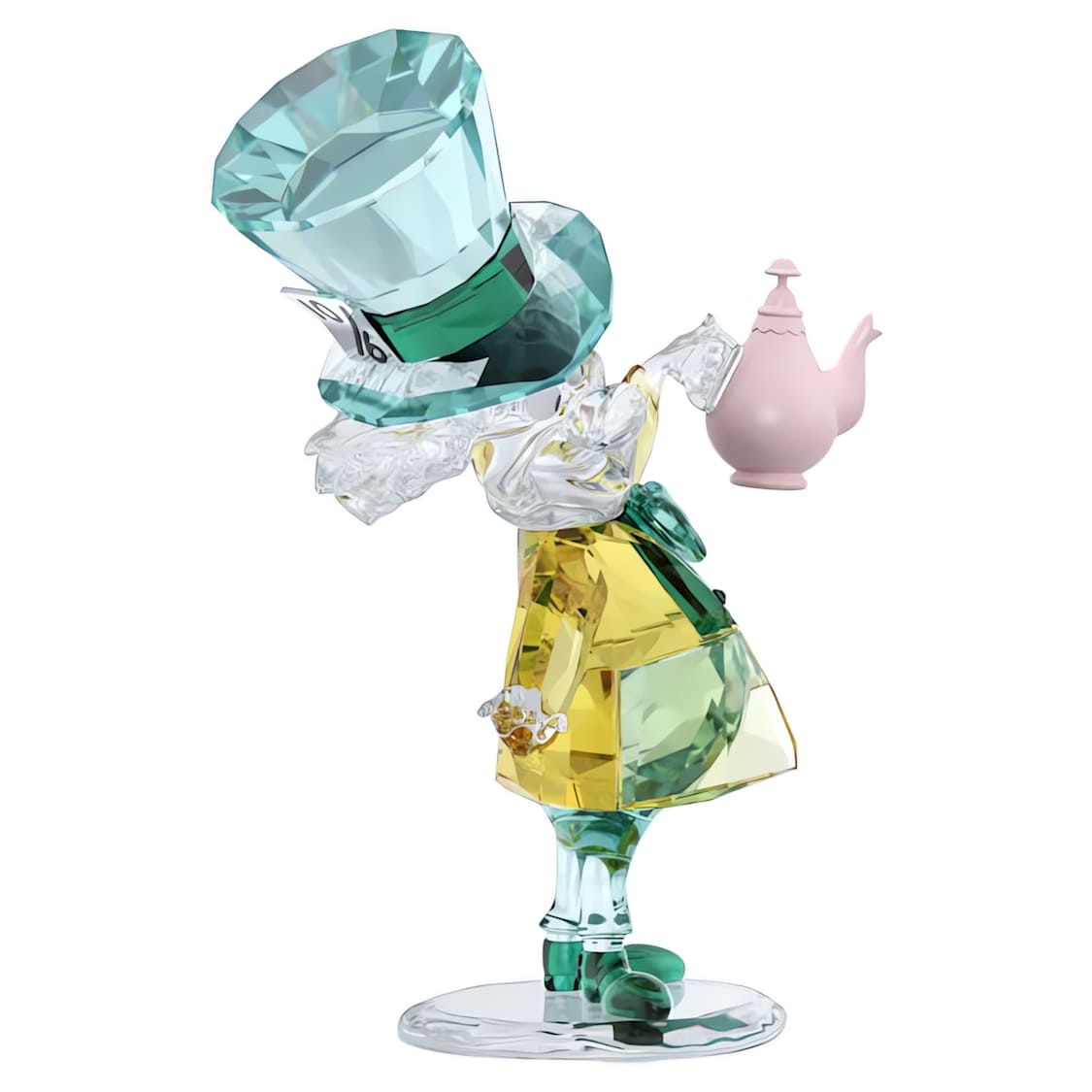 Swarovski Alice in Wonderland Mad Hatter figurine with intricate crystal detailing and whimsical design.