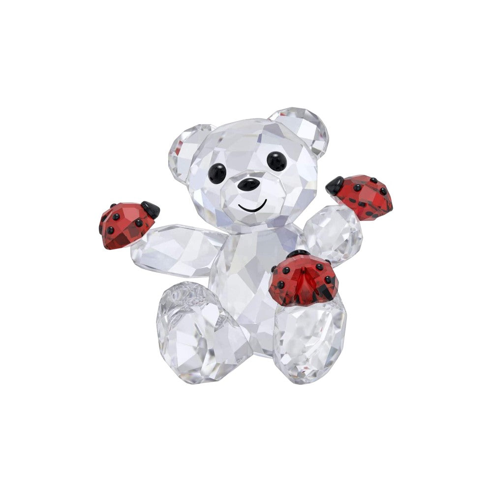Swarovski Kris Bear Good Luck Bear figurine with clear crystal detailing and a charming, playful design.