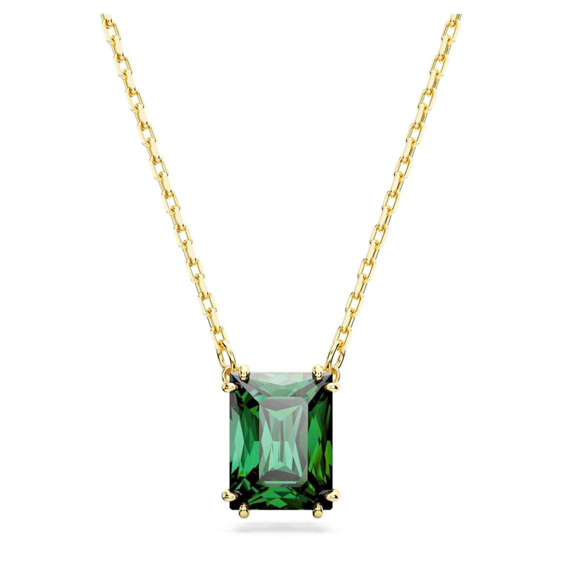Swarovski Matrix pendant featuring a rectangular cut crystal with intricate silver-tone setting, showcasing elegant jewelry design.