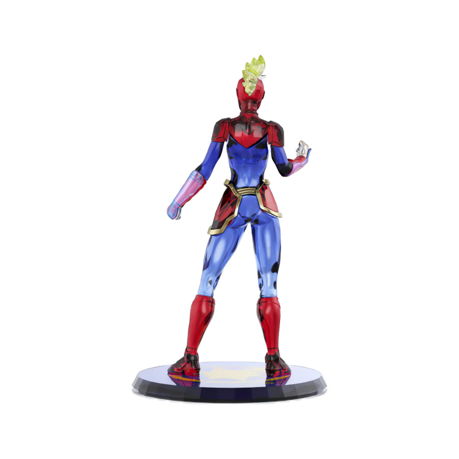 Swarovski Marvel Captain Marvel crystal figurine with detailed design and vibrant colors, ideal for collectors.