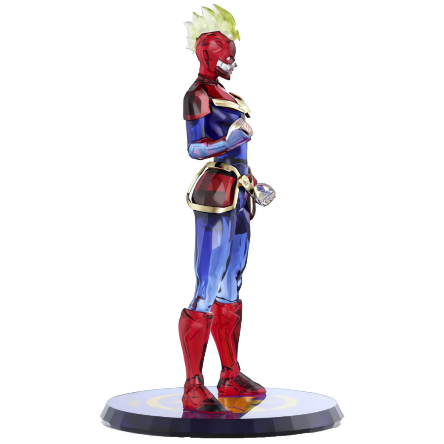 Swarovski Marvel Captain Marvel figurine sparkling crystal sculpture with detailed costume and dynamic pose.