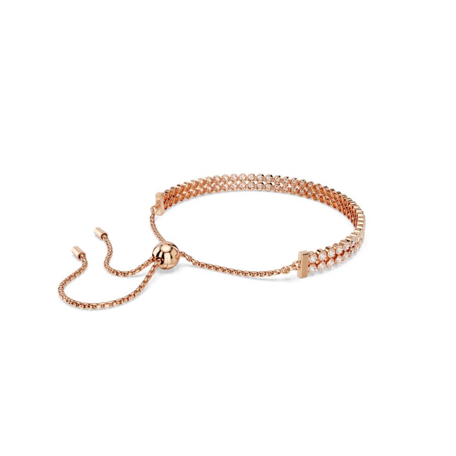 Swarovski Matrix Tennis Bracelet featuring sparkling crystal stones and a sleek silver-tone design on a white background.