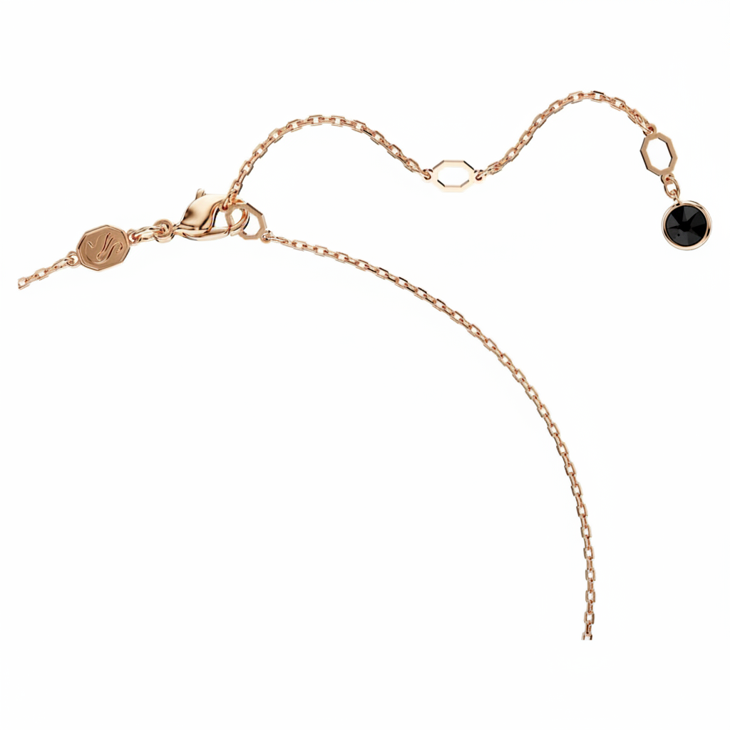 Swarovski Swan Pendant featuring a black and rose gold-tone plated swan design on a sleek chain.