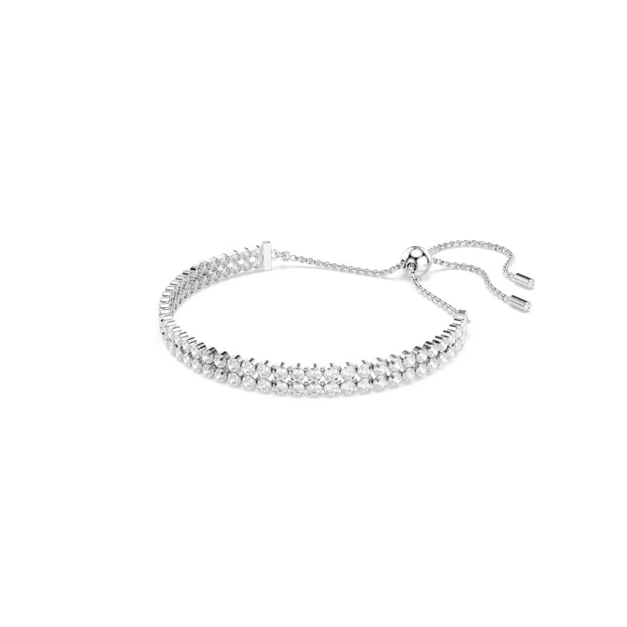 Swarovski Matrix Tennis Bracelet featuring sparkling clear crystals and a sleek silver-tone design.