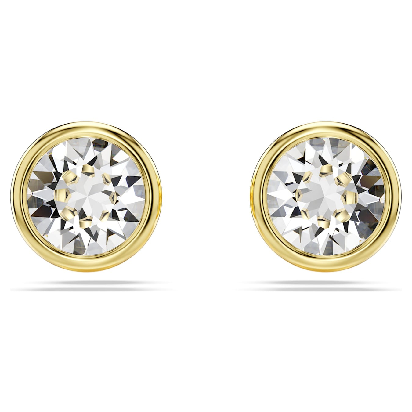 Swarovski Imber stud earrings with round cut crystals in white gold-tone plating, showcasing elegant jewelry design.