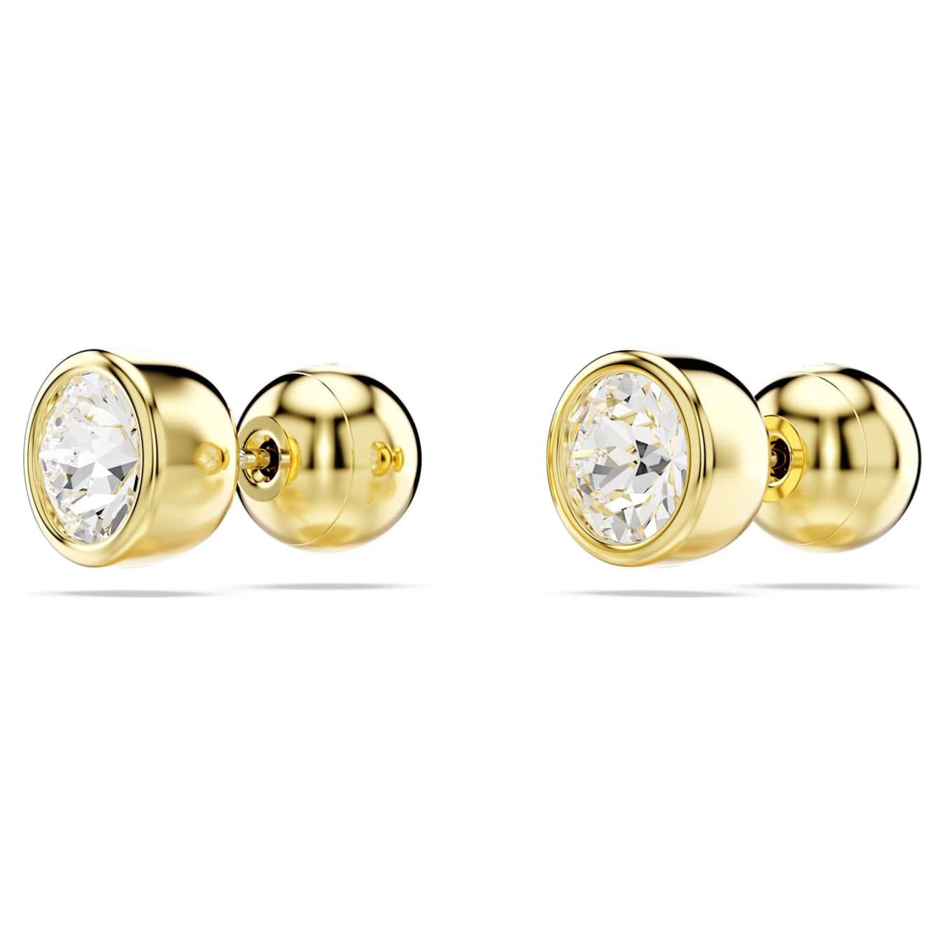 Swarovski Imber stud earrings with round cut crystals in white gold-tone plating, showcasing elegant jewelry design.