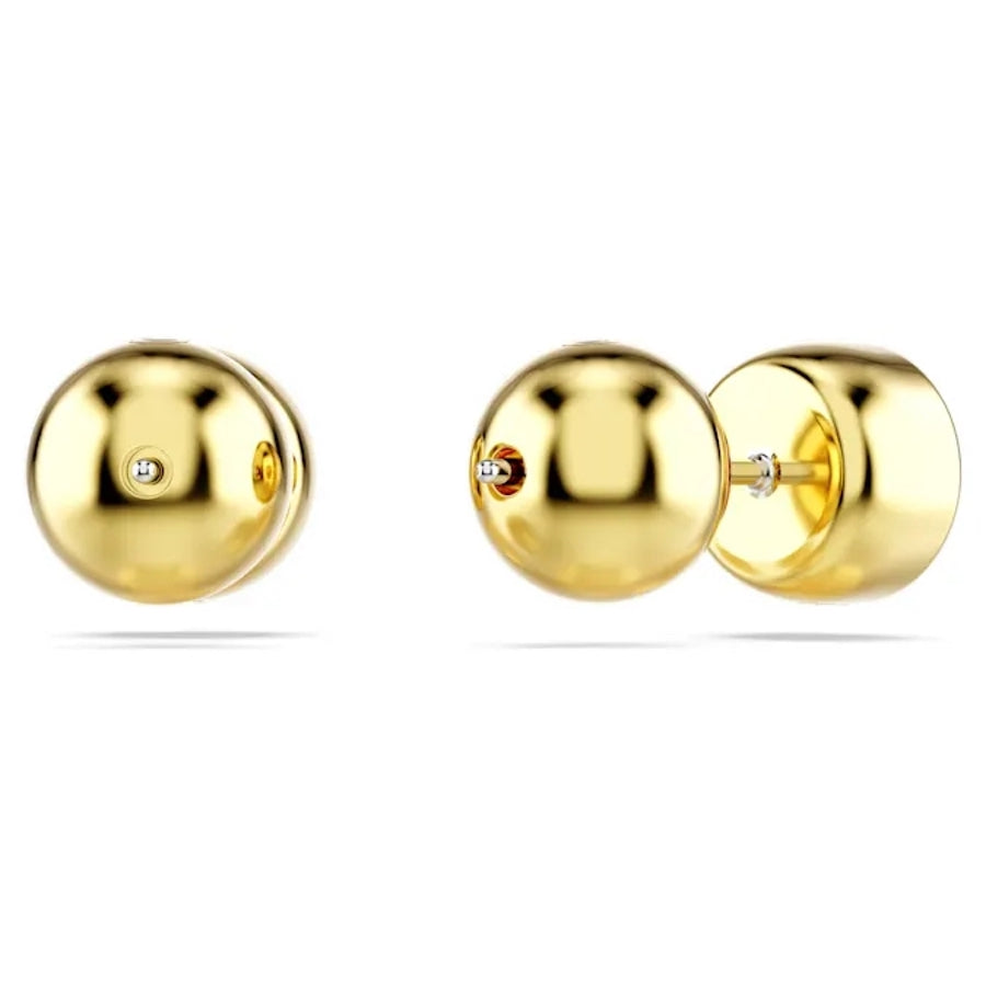 Swarovski Imber stud earrings with round cut crystals in white gold-tone plating, featuring a classic and elegant design.