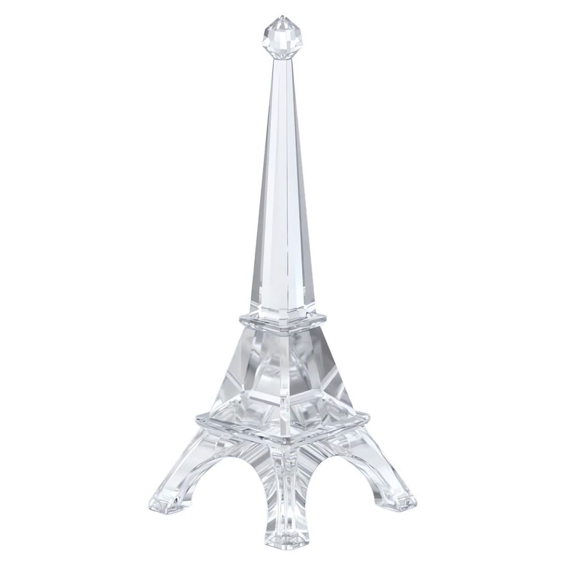 Swarovski Travel Memories Eiffel Tower ornament featuring detailed crystal craftsmanship on a sleek stand.