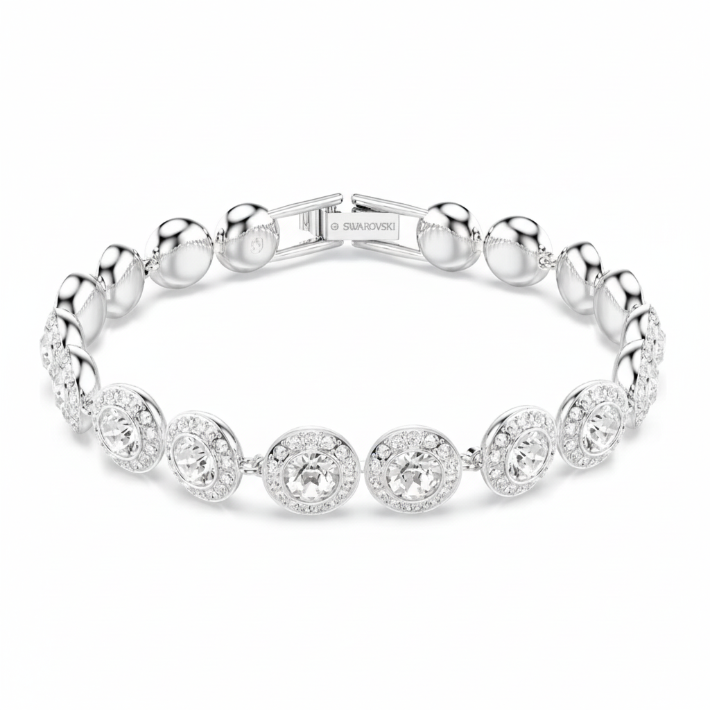 Swarovski Una bracelet featuring shimmering crystal beads and elegant silver-tone chain design.