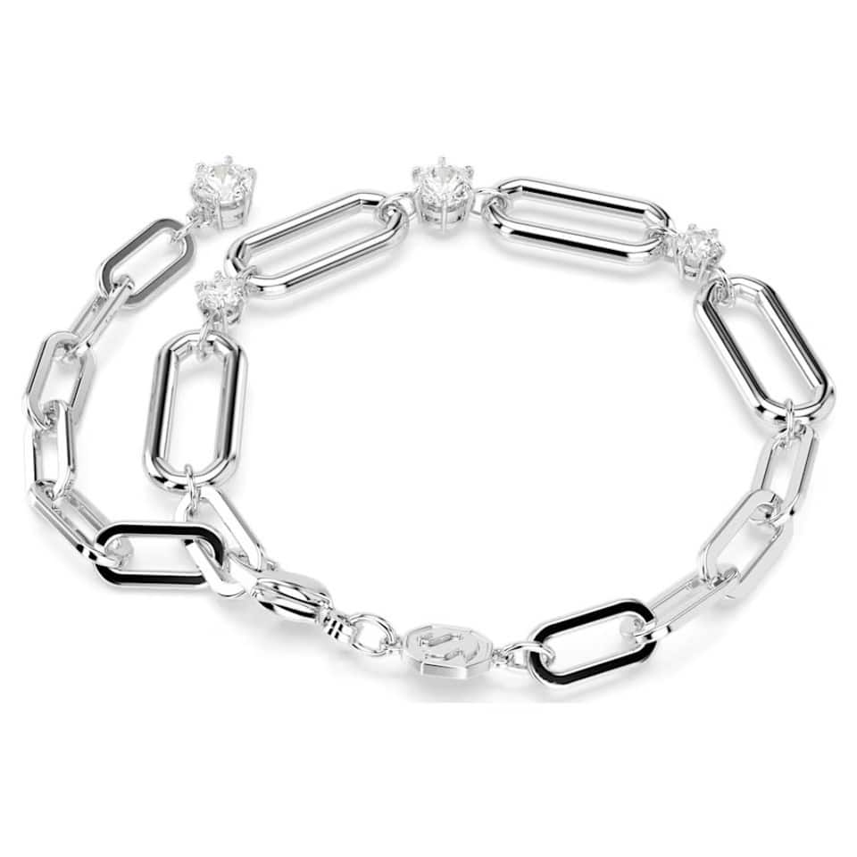 Swarovski Constella bracelet in white with rhodium plating, featuring sparkling crystal accents on a delicate jewelry design.