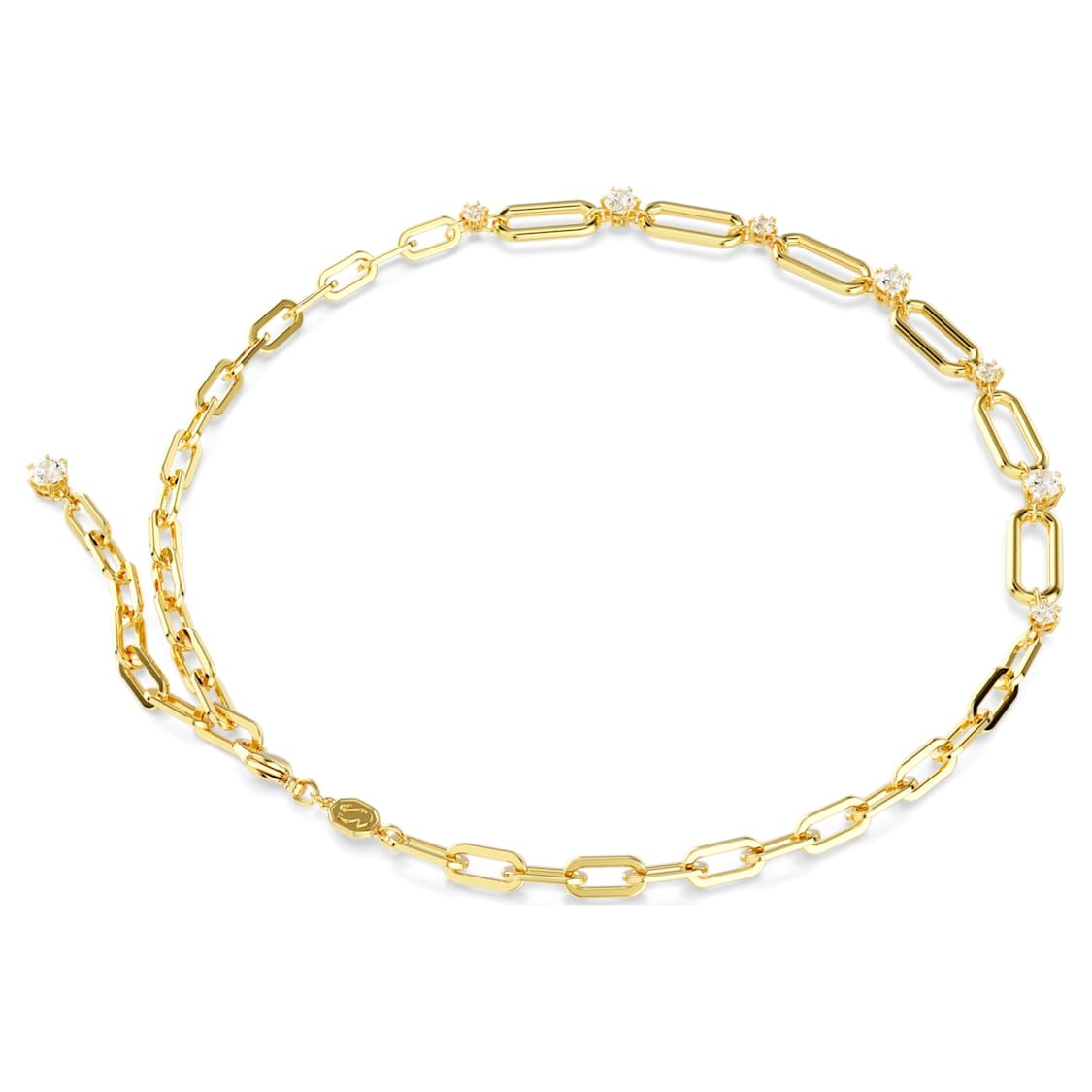 Swarovski Constella necklace with white gemstones and gold-tone plating, featuring a delicate chain and sparkling pendant.