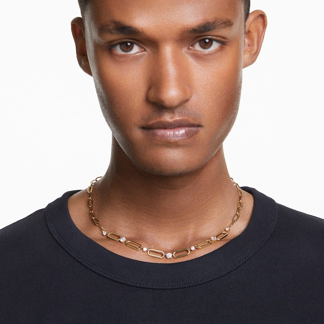 Swarovski Constella white necklace with gold-tone plating, featuring sparkling crystal details and elegant design.