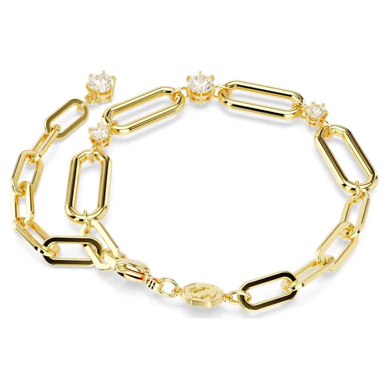 Swarovski Constella bracelet in white with gold-tone plating, featuring elegant crystal accents and a delicate design.