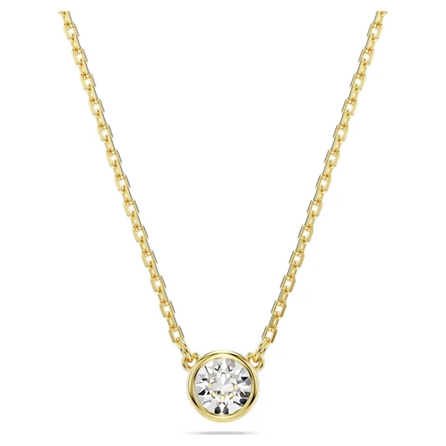 Swarovski Imber Pendant with round cut white gold-tone plated design featuring sparkling crystal details.